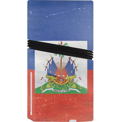 Haiti Flag Distressed PS5 Pro Disk Console Skin